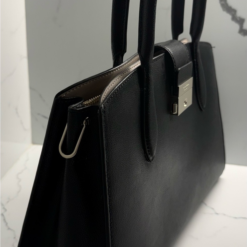 Kate Spade New York Medium Voyage Black Leather Top-Handle Satchel - Picture 2 of 6